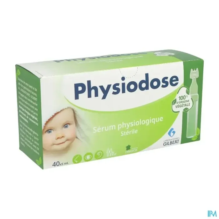 Laboratoires gilbert physiodose serum physiologique vegetal unidose 5ml 40