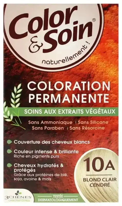 Les 3 Chênes Color & Soin Coloration Permanente Extraits Végétaux Sans Ammoniaque – Coloration Blond Clair Cendré 10A