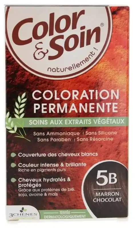 Les 3 Chênes Color & Soin Coloration Permanente Extraits Végétaux Sans Ammoniaque – Coloration Marron Chocolat 5B