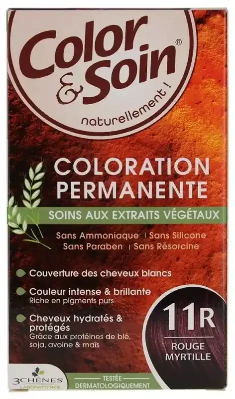 Les 3 Chênes Color & Soin Coloration Permanente Extraits Végétaux Sans Ammoniaque – Coloration Rouge Myrtille 11R
