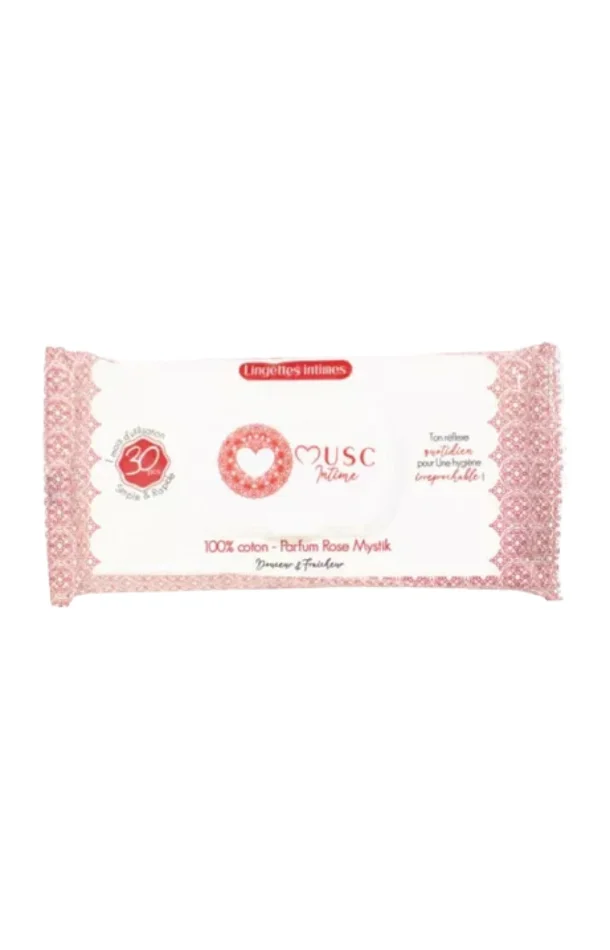 Lingettes intimes naturelles – L’Envoûtante – Rose – 30 unités