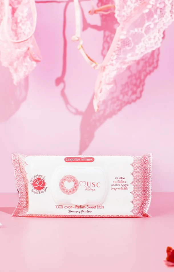 Lingettes intimes naturelles – La Délicieuse – Litchi – 30 unités
