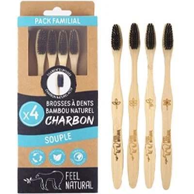 Lot brosses à dents – Charbon – 3 + 1 offerte