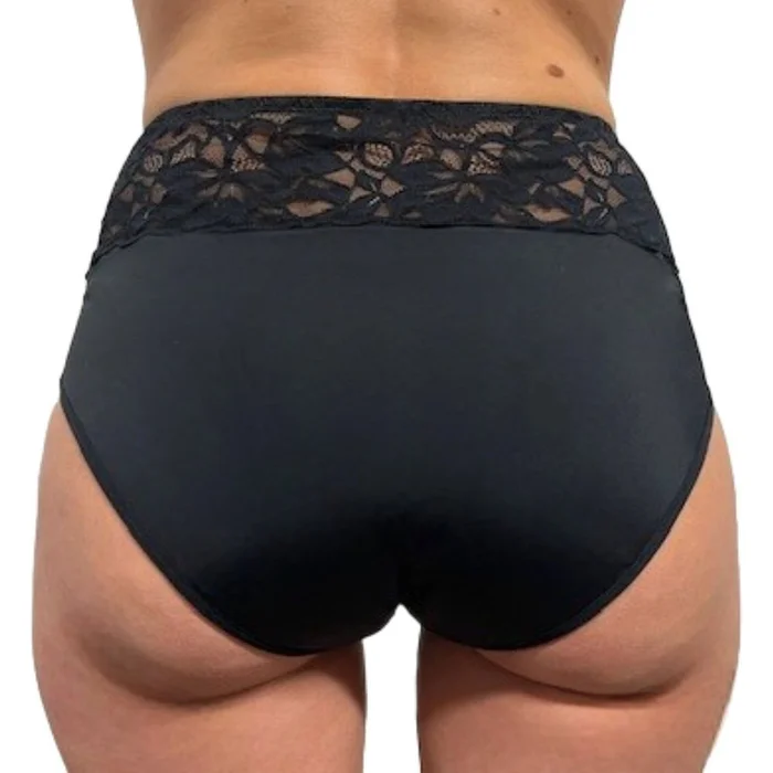Lot de 2 culottes menstruelles taille haute – Rosalie – Flux moyens à abondants – Noir