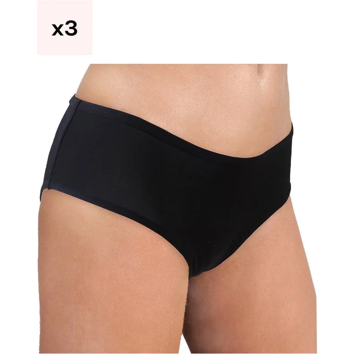 Lot de 3 culottes menstruelles – Flux légers à moyens – Noir