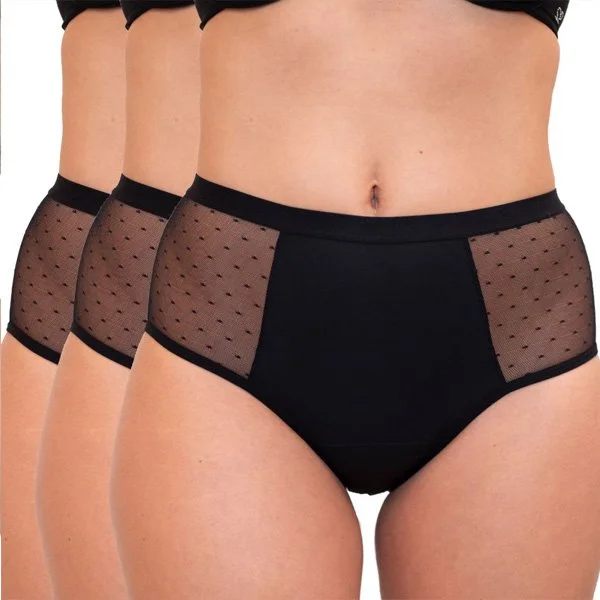 Lot de 3 shortys menstruels – Essentiel – Flux moyens à abondants – Noir