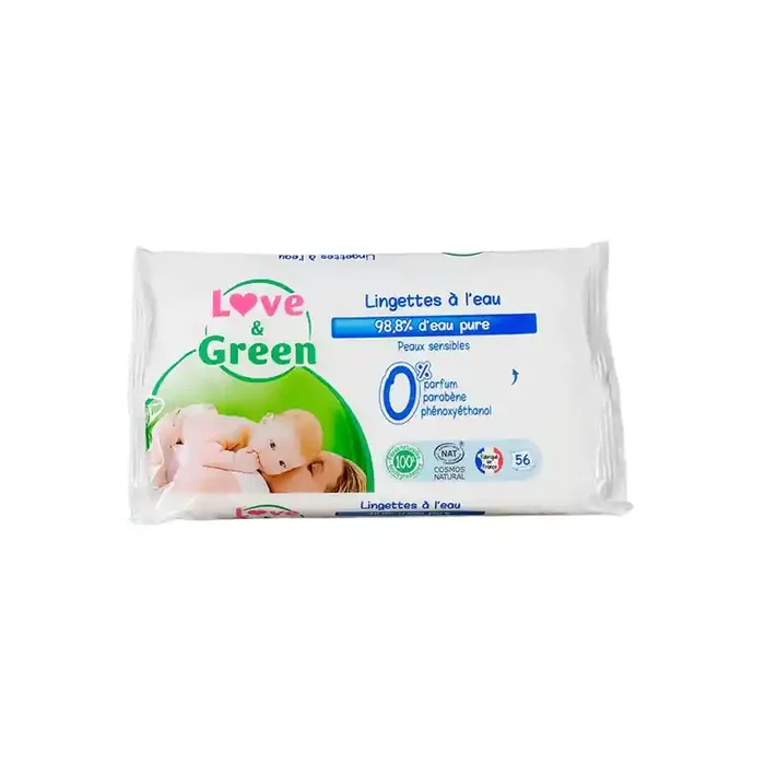 Love & Green lingettes ecologiques a l‘eau 56 pieces