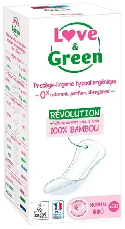 Love & Green Protège-Lingeries Hypoallergéniques et Écologiques « normal » X 30