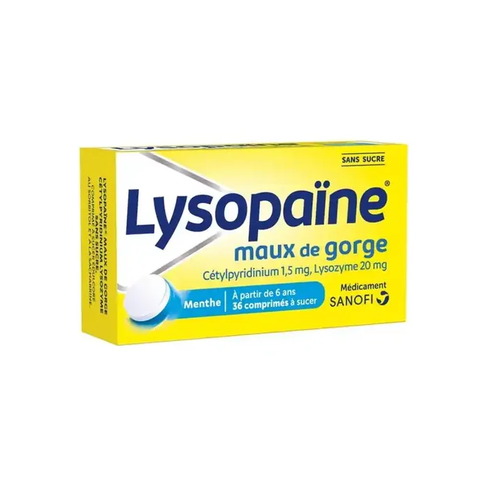 Lysopaine maux de gorge Menthe 36 comprimes a sucer