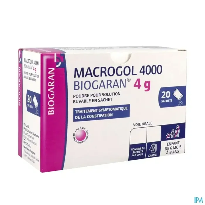 Macrogol 4000 biogaran 4g poudre pour solution buvable sachet 20