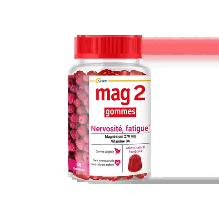 MAG 2 nervosite fatigue gout framboise 45 gommes