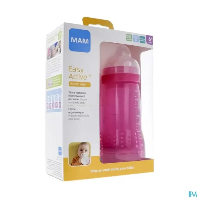 Mam biberon easy active 2eme age colore 330ml fille tetine debit x x2