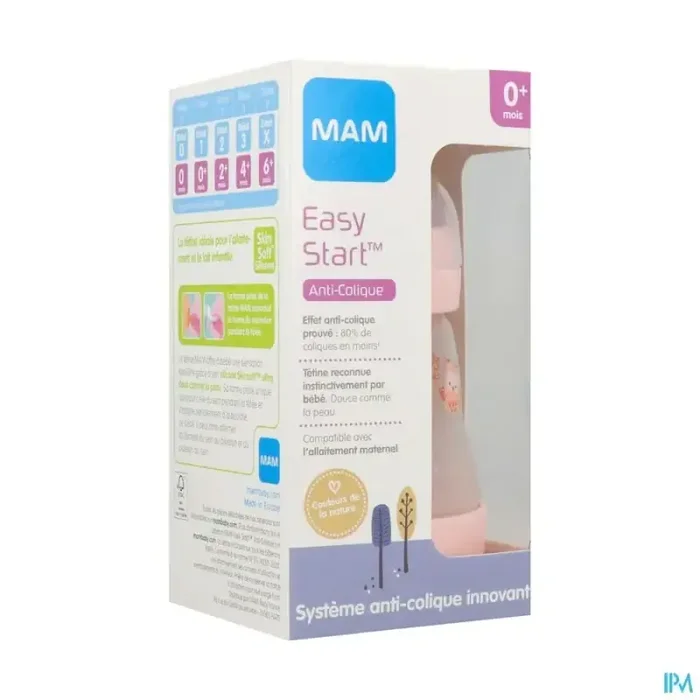 Mam biberon easy start anticolique nature blush debit 1 160ml