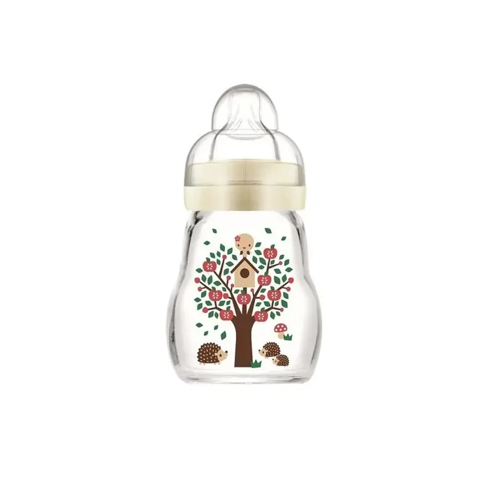 Mam biberon en verre tetine debit 1 blanc 170ml