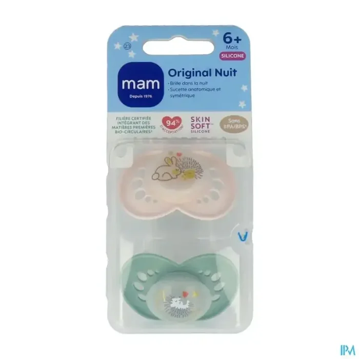 Mam sucette original nuit +6m silicone x2