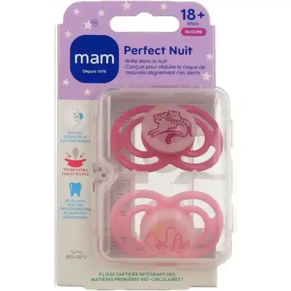 Mam Sucette Perfect Nuit 6+ Mois Silicone x 2