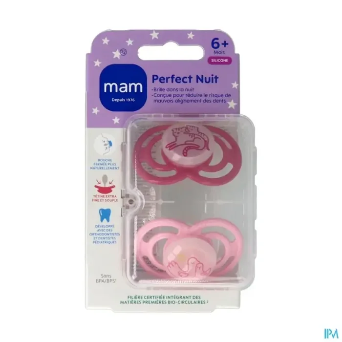Mam sucette perfect nuit +6m silicone x2