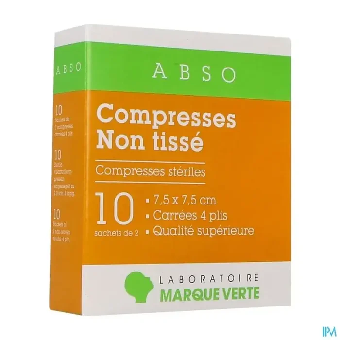 Marque verte abso compresse non tissee de gaze 7cm5 x 7cm5 2 10
