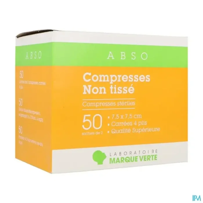 Marque verte abso compresse non tissee de gaze 7cm5 x 7cm5 2 50
