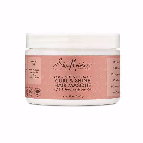 Maschera per capelli arricciante e illuminante al cocco e ibisco 12oz