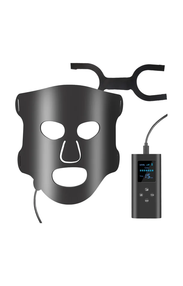 Masque de luminothérapie LED – 7 couleurs – Visage – Noir