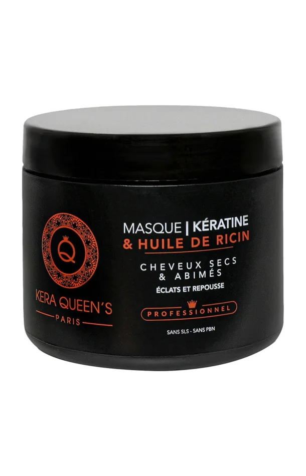 Masque éclat & repousse – Kératine & ricin – Cheveux secs & abîmés – 500 ml