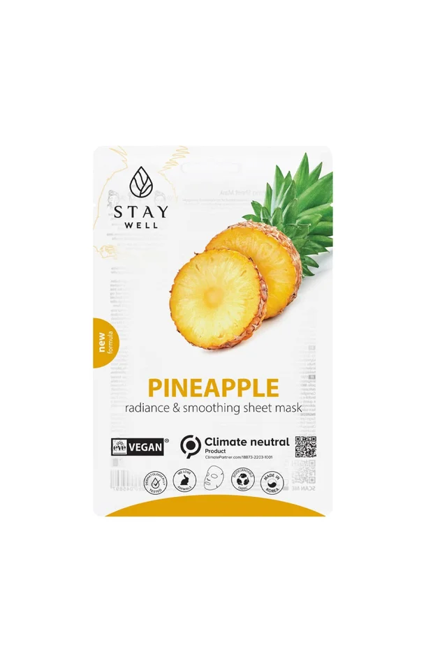 Masque en tissu lissant & éclat – Ananas & aloès – Visage – 12 unités
