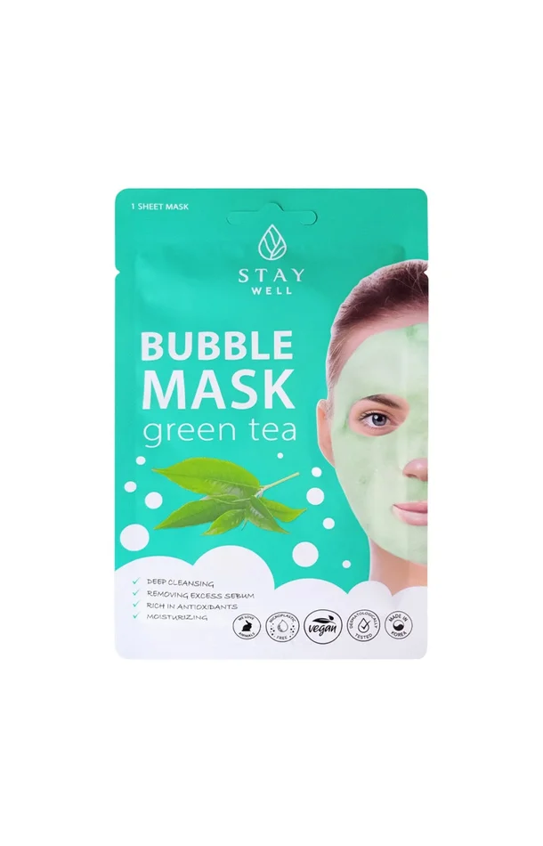 Masque en tissu moussant purifiant – Thé vert – Visage – 12 unité