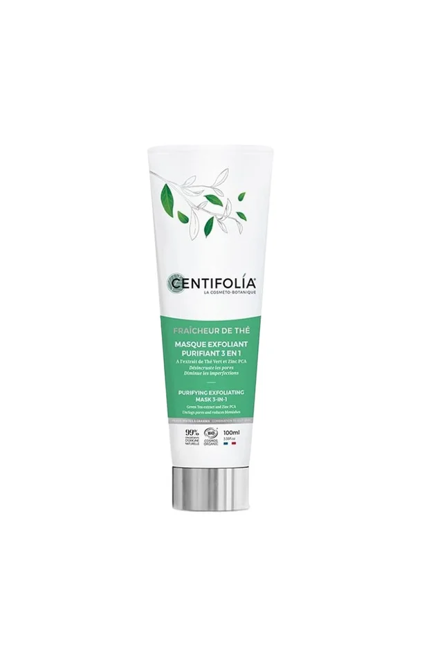 Masque exfoliant purifiant bio – Thé vert & zinc – Visage – 100 ml