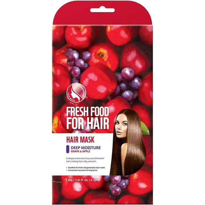 Masque hydratant unidose en tissu – Pomme & raisin – Cheveux secs