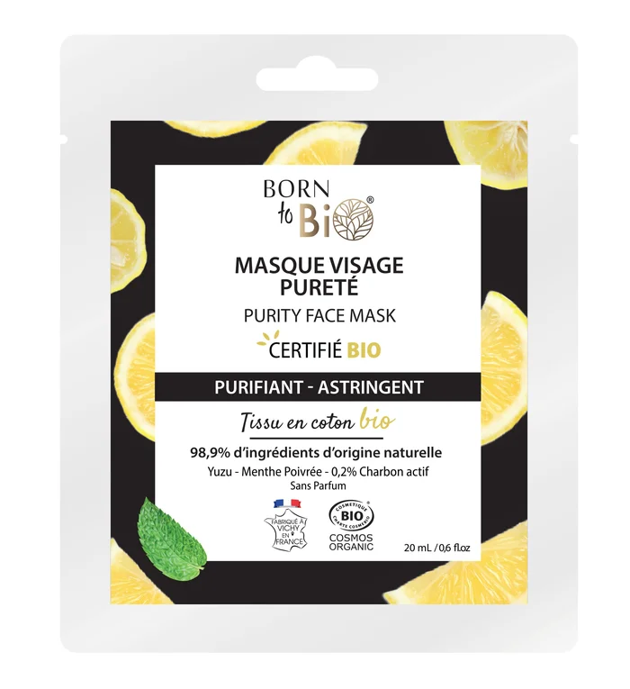 Masque visage Pureté en coton – Certifié Bio