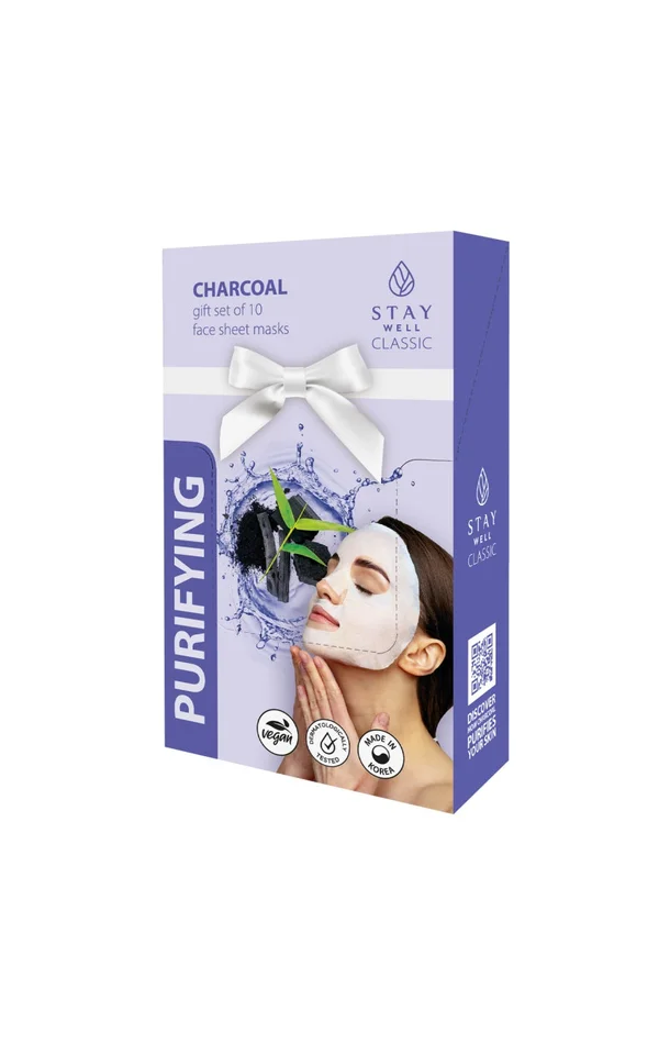 Masques en tissu purifiants – Charbon actif – Visage – 10 unités