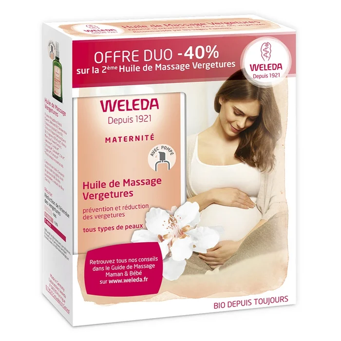 Maternité – Huile de Massage – Prévention et Réduction Des Vergetures 2 x 100 ml