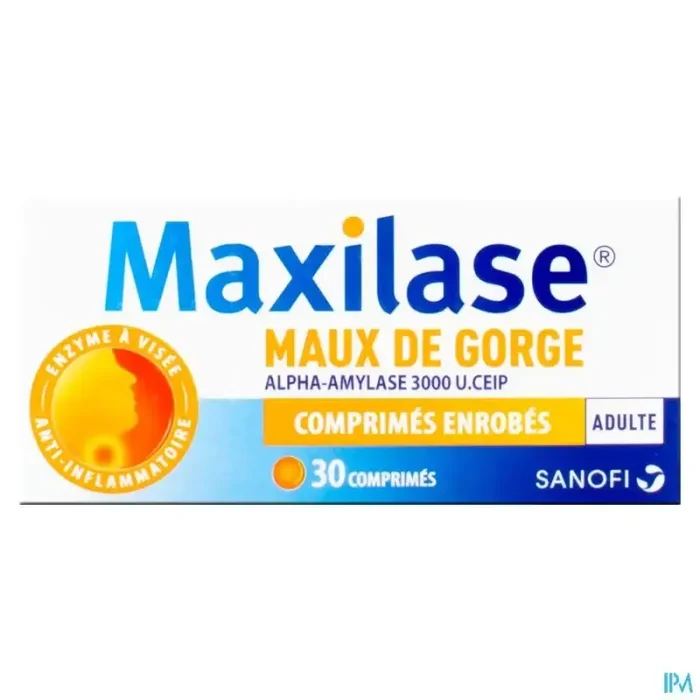 Maxilase maux gorge alpha amylase 3000u ceip comprimé 30