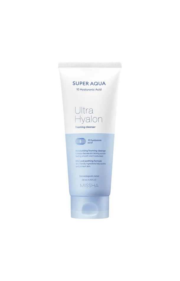 Missha – Mousse nettoyante hydratante – Acide hyaluronique – Peaux normales à sèches
