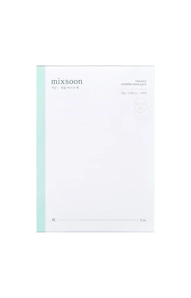 Mixsoon – Masque en tissu hydratant – Centella asiatica – Visage – 5 unités
