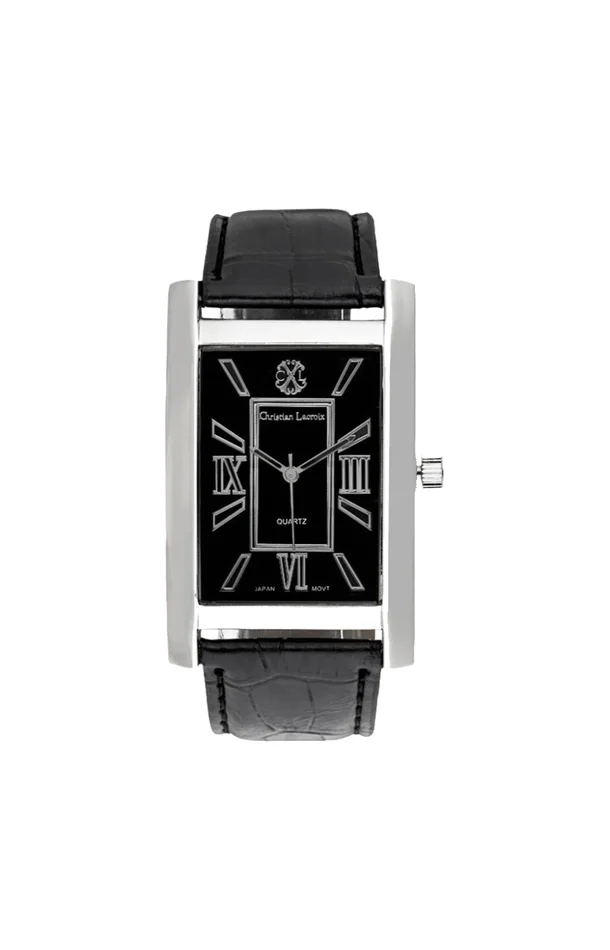 Montre – Polyuréthane noir & acier inoxydable argenté – Homme