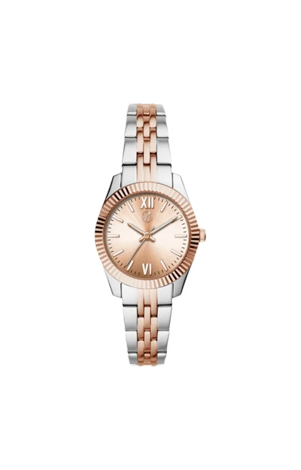 Montre à quartz – Acier – Argenté & doré rose