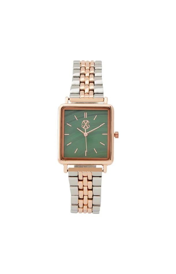 Montre à quartz – Acier – Argenté & vert