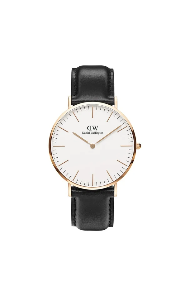 Montre à quartz – Acier inoxydable & cuir – Homme