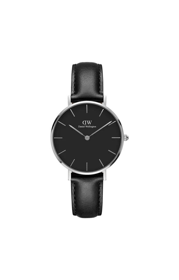 Montre à quartz – Acier inoxydable argenté & cuir – Homme