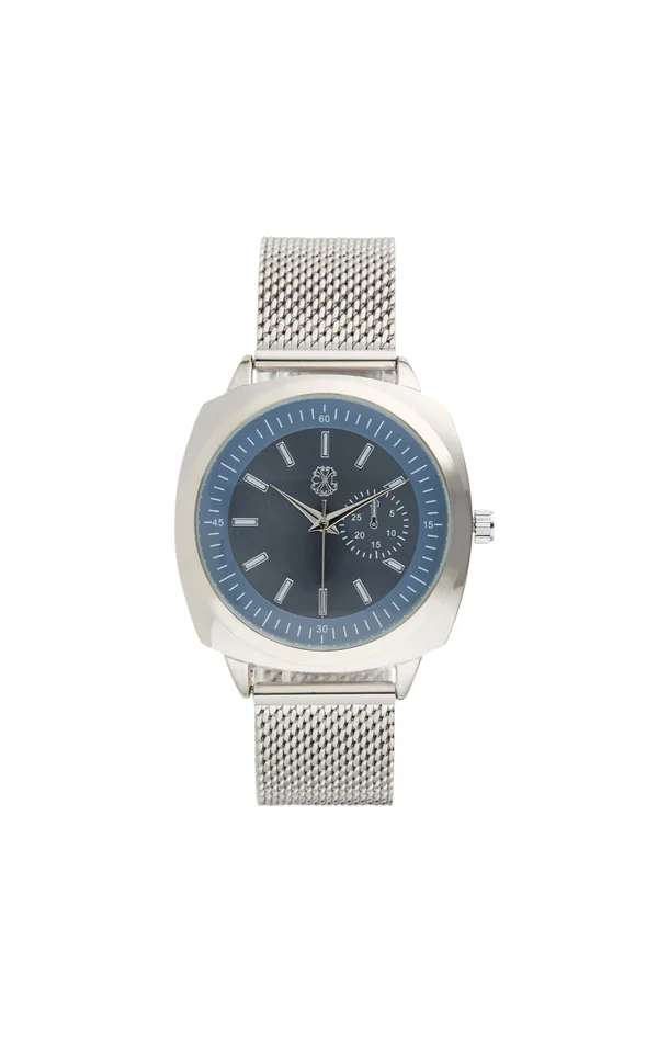 Montre à quartz – Alliage – Argenté & bleu – Homme