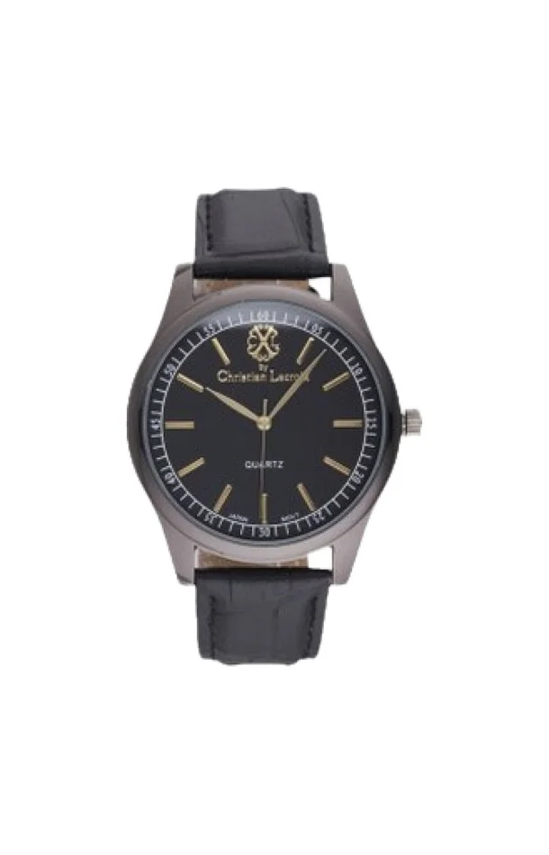 Montre à quartz en polyuréthane – Noir & doré – Homme