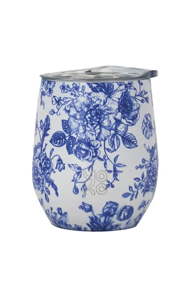 Mug isotherme avec couvercle – Toile de Jouy – Bleu – 250 ml