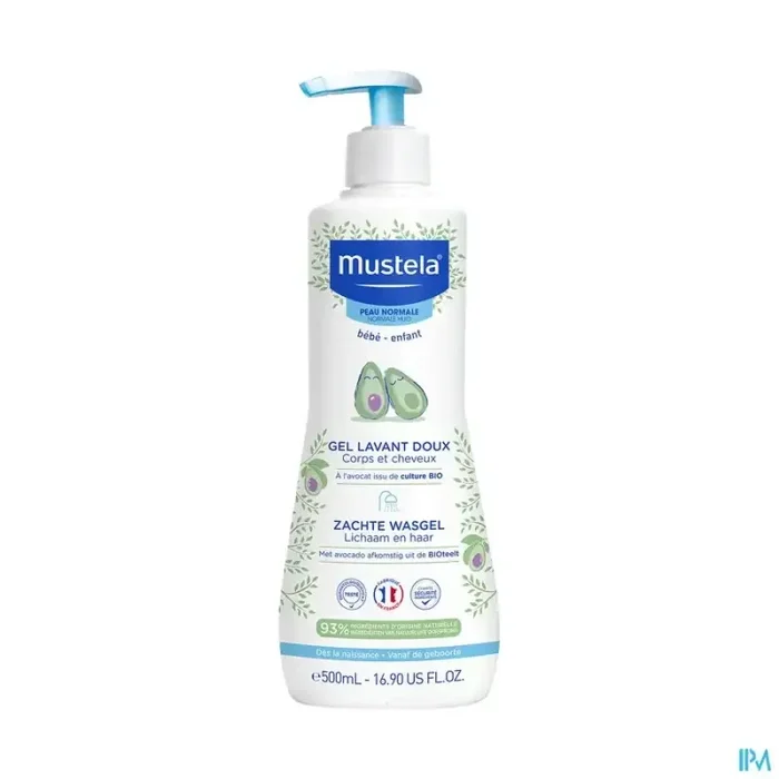 Mustela bébé enfant gel lavant doux à l‘avocat bio 500ml