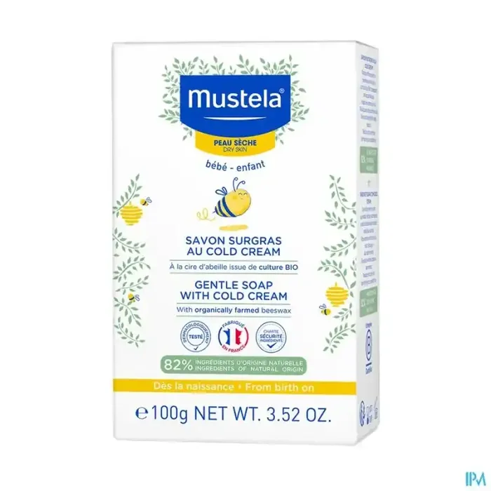 Mustela bébé enfant savon surgras au cold cream à la cire d abeille bio 100g