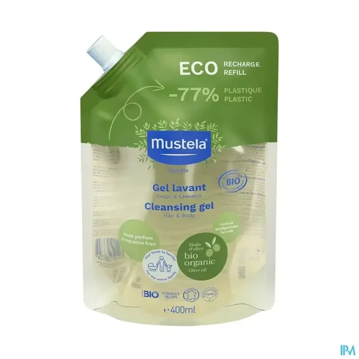 Mustela bébé gel lavant bio corps et cheveux recharge 400ml