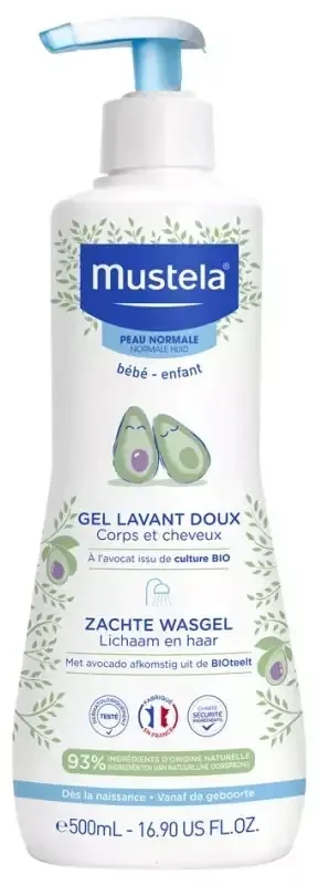 Mustela Gel Lavant Doux Bébé Corps et Cheveux Bio 500 ml