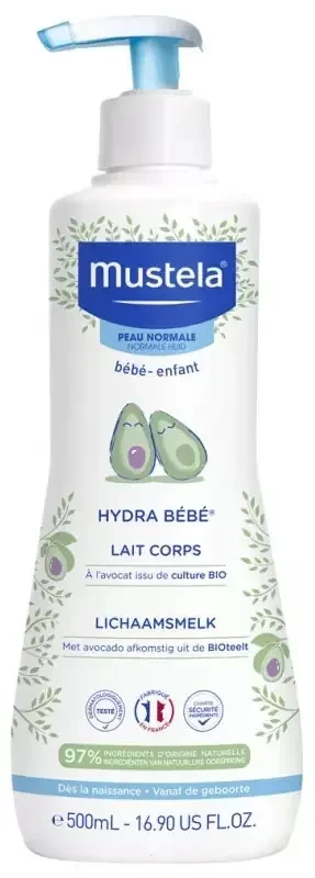 Mustela Hydra Bébé Lait Corps à l‘Avocat Bio 500 ml