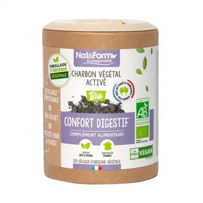 NAT&FORM Charbon Vegetal Bio 90 Gelules